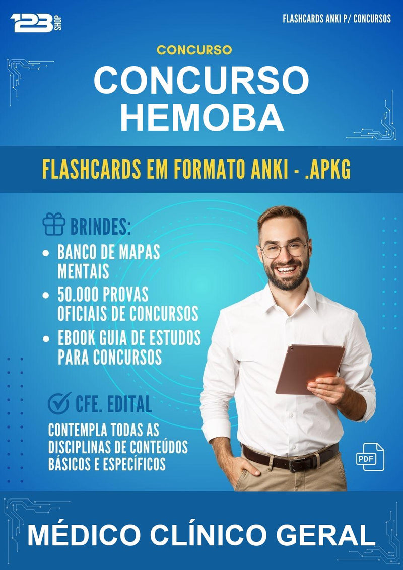 Flashcards Anki para o Concurso Hemoba para Médico Clínico Geral - 400 Flashcards