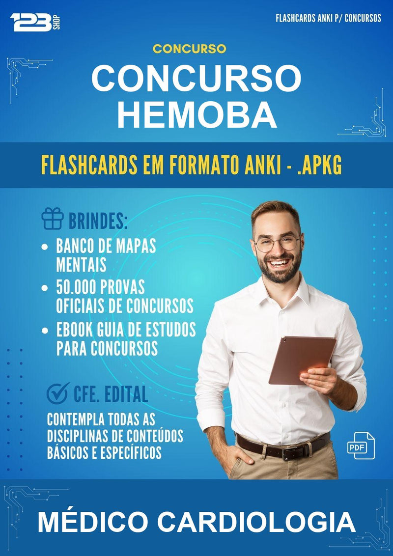 Flashcards Anki para o Concurso Hemoba para Médico Cardiologia - 400 Flashcards