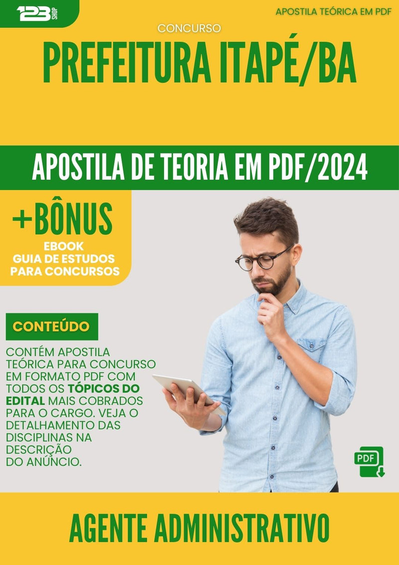 Apostila Teórica para Concurso Agente Administrativo Prefeitura Itapé BA 2024