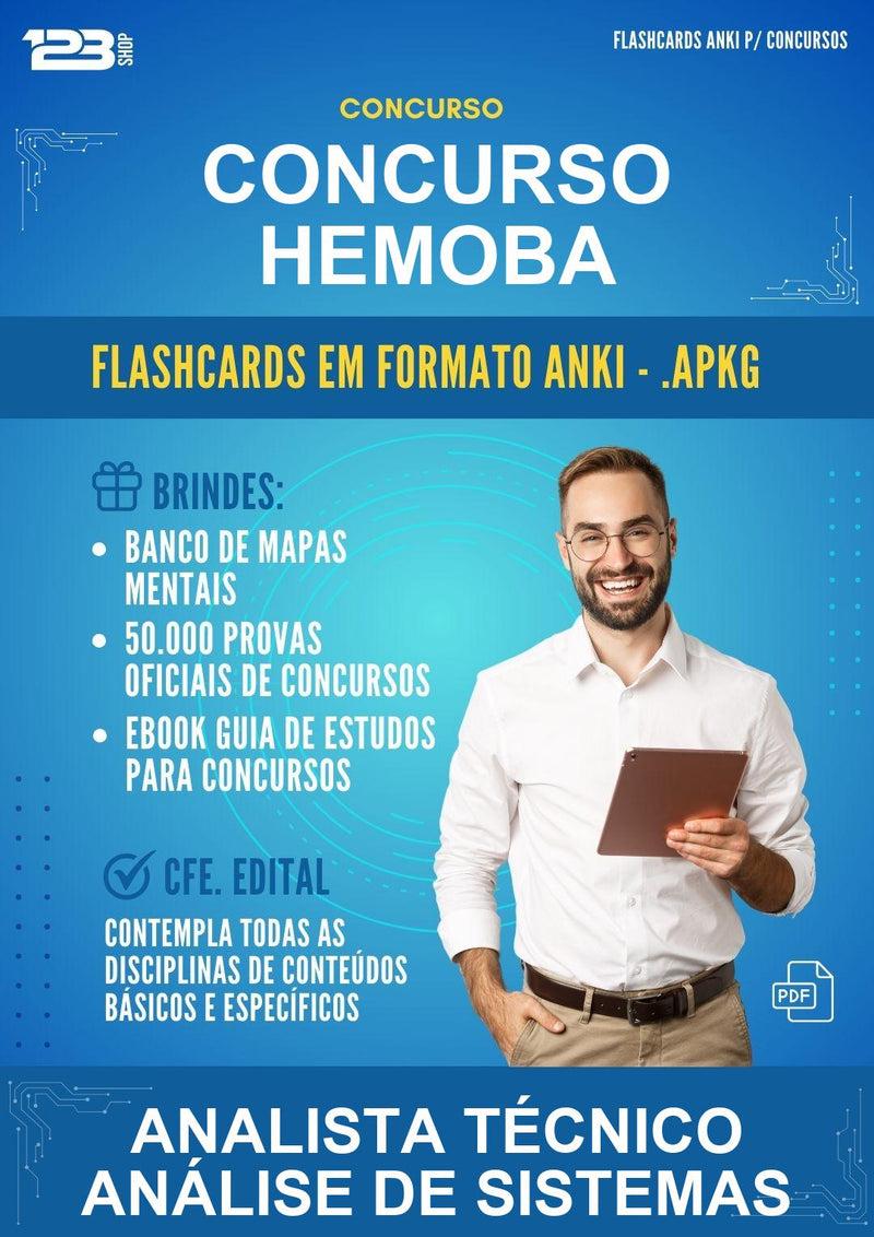 Flashcards Anki para o Concurso Hemoba para Analista Técnico Análise de Sistemas - 400 Flashcards