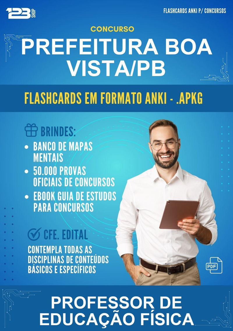 Flashcards Anki para o Concurso Prefeitura Boa Vista/PB para Professor de Educação Física - 400 Flashcards