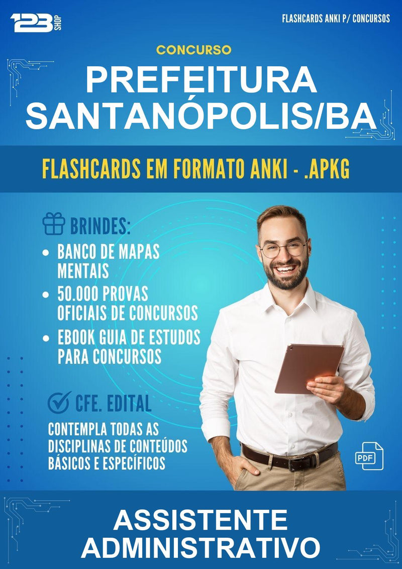 Flashcards Anki para o Concurso Prefeitura Santanópolis/BA para Assistente Administrativo - 400 Flashcards