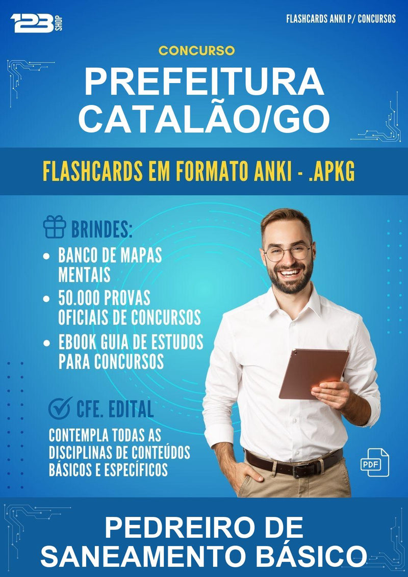 Flashcards Anki para o Concurso Prefeitura Catalão/GO para Pedreiro de Saneamento Básico - 400 Flashcards