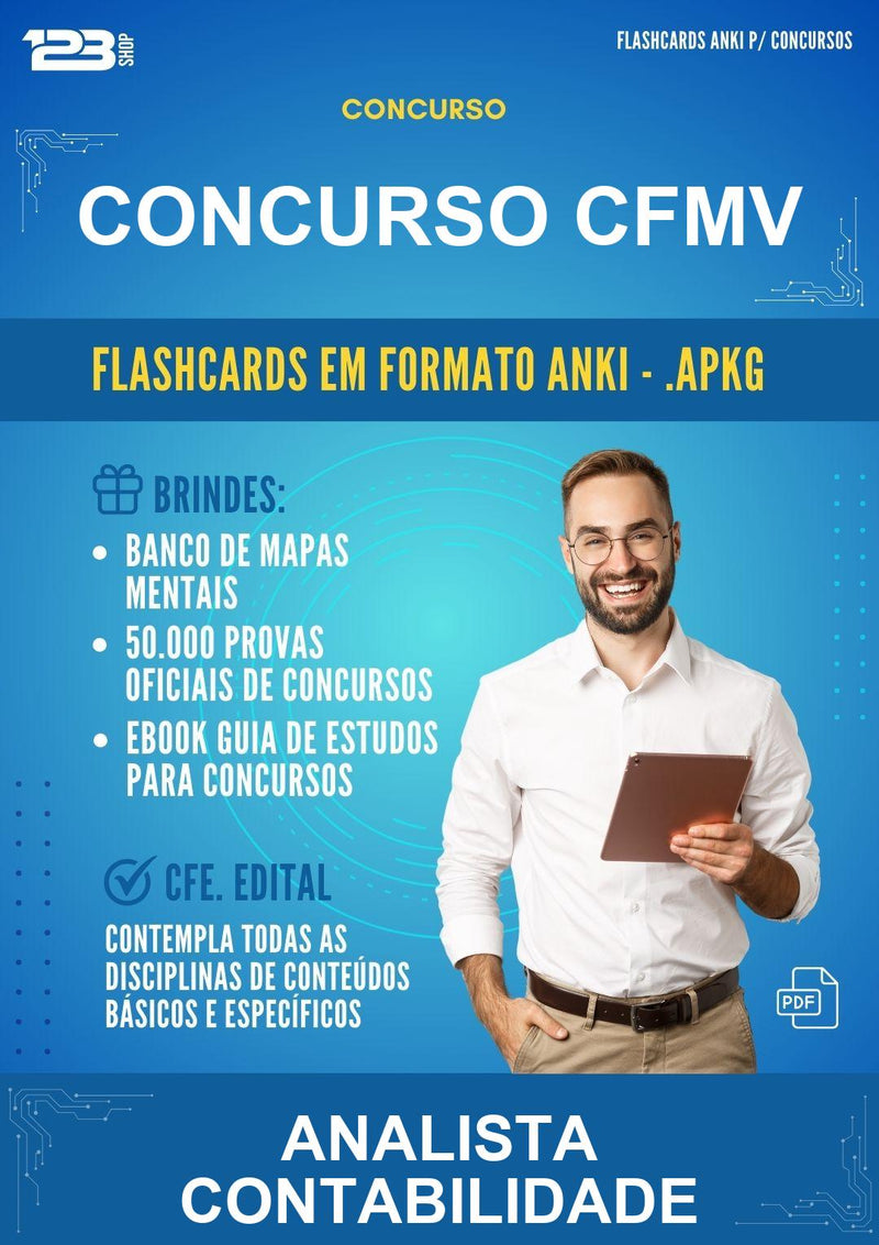Flashcards Anki para o Concurso Cfmv para Analista Contabilidade - 600 Flashcards