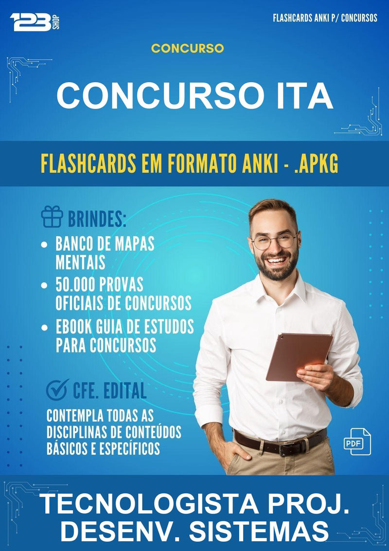 Flashcards Anki para o Concurso Ita para Tecnologista Proj. Desenv. Sistemas - 600 Flashcards