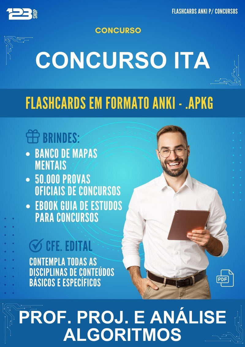Flashcards Anki para o Concurso Ita para Prof. Proj. E Análise Algoritmos - 600 Flashcards