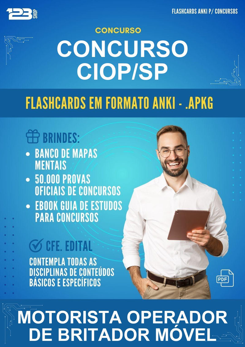 Flashcards Anki para o Concurso Ciop/SP para Motorista Operador de Britador Móvel - 600 Flashcards