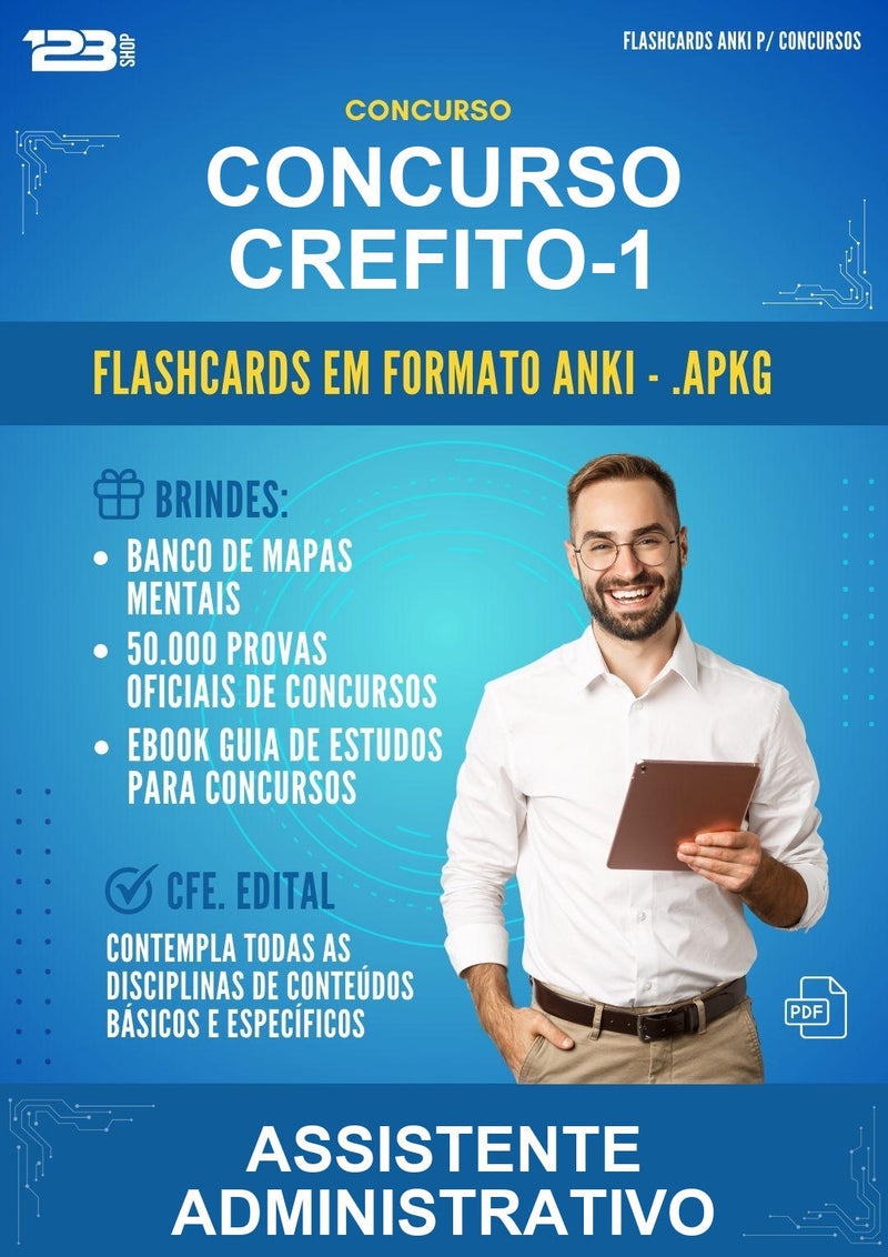 Flashcards Anki para o Concurso Crefito-1 para Assistente Administrativo - 600 Flashcards