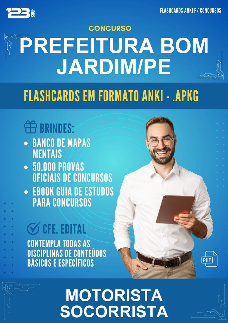 Flashcards Anki para o Concurso Prefeitura Bom Jardim/PE para Motorista Socorrista - 600 Flashcards