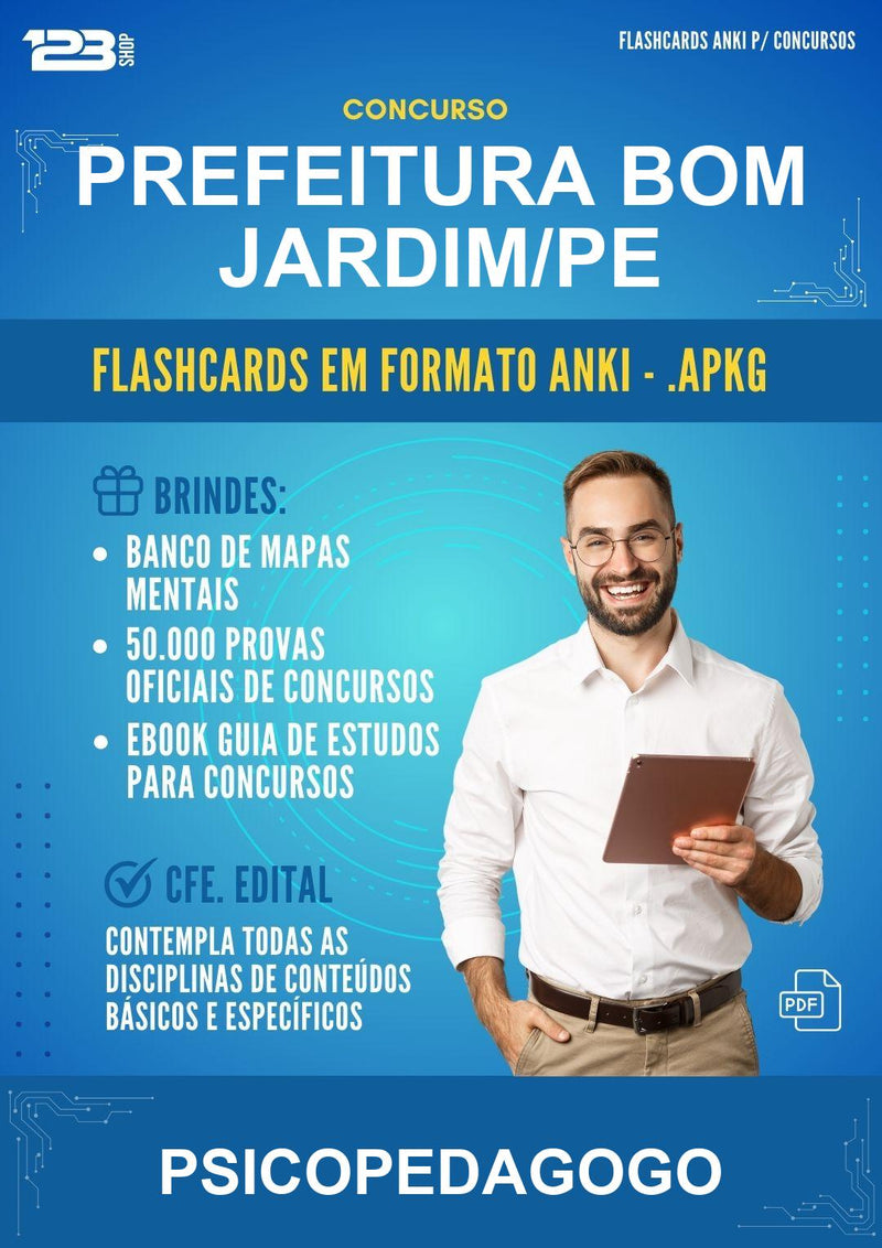 Flashcards Anki para o Concurso Prefeitura Bom Jardim/PE para Psicopedagogo - 600 Flashcards