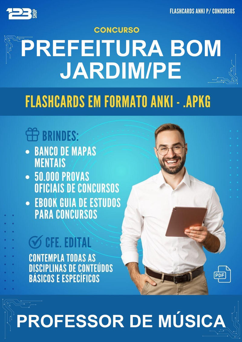 Flashcards Anki para o Concurso Prefeitura Bom Jardim/PE para Professor de Música - 600 Flashcards