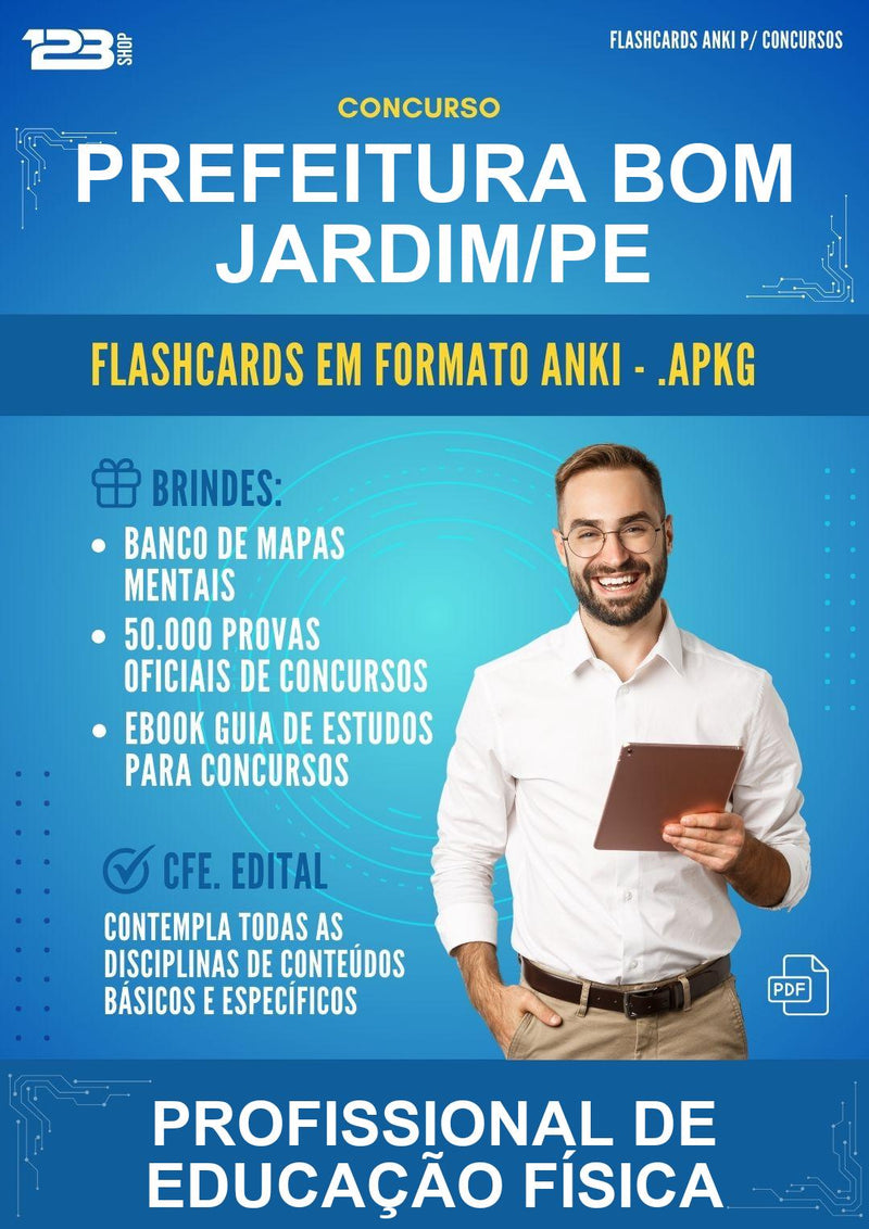Flashcards Anki para o Concurso Prefeitura Bom Jardim/PE para Profissional de Educação Física - 600 Flashcards