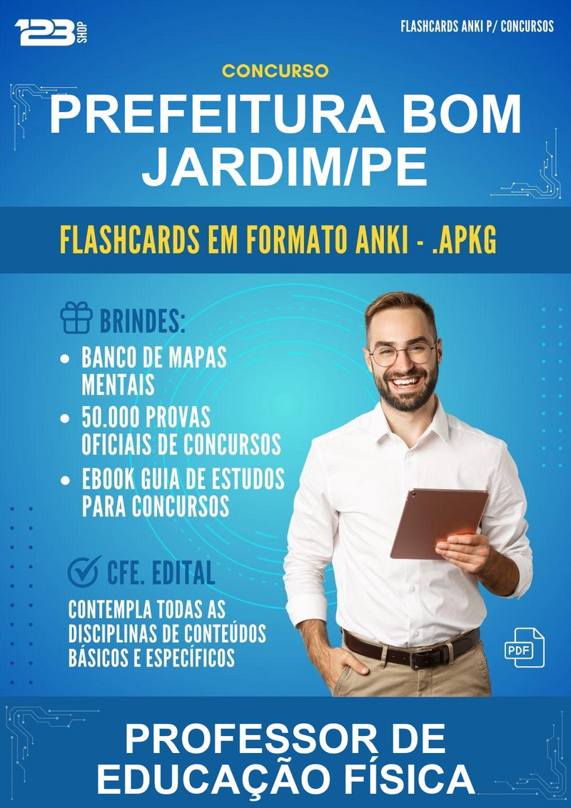 Flashcards Anki para o Concurso Prefeitura Bom Jardim/PE para Professor de Educação Física - 600 Flashcards