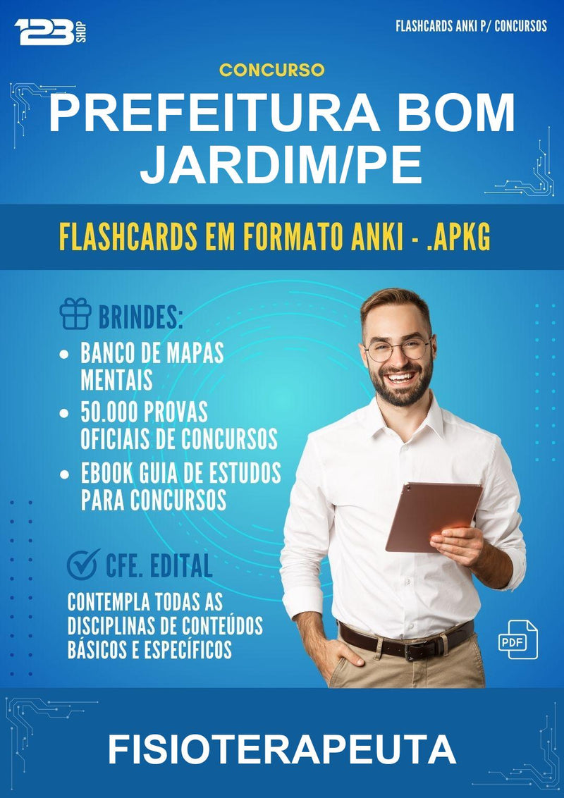 Flashcards Anki para o Concurso Prefeitura Bom Jardim/PE para Fisioterapeuta - 600 Flashcards