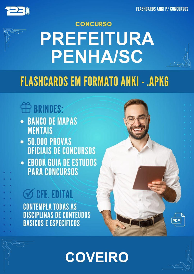 Flashcards Anki para o Concurso Prefeitura Penha/SC para Coveiro - 600 Flashcards