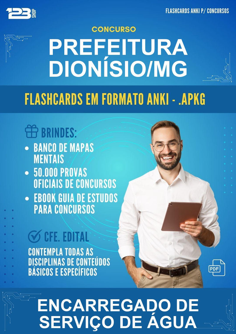 Flashcards Anki para o Concurso Prefeitura Dionísio/MG para Encarregado de Serviço de Água - 600 Flashcards