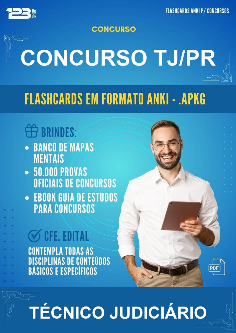 Flashcards Anki para o Concurso Tj/PR para Técnico Judiciário - 600 Flashcards