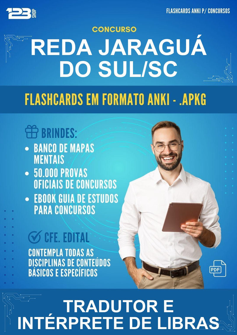 Flashcards Anki para o Concurso Reda Jaraguá do Sul/SC para Tradutor E Intérprete de Libras - 600 Flashcards