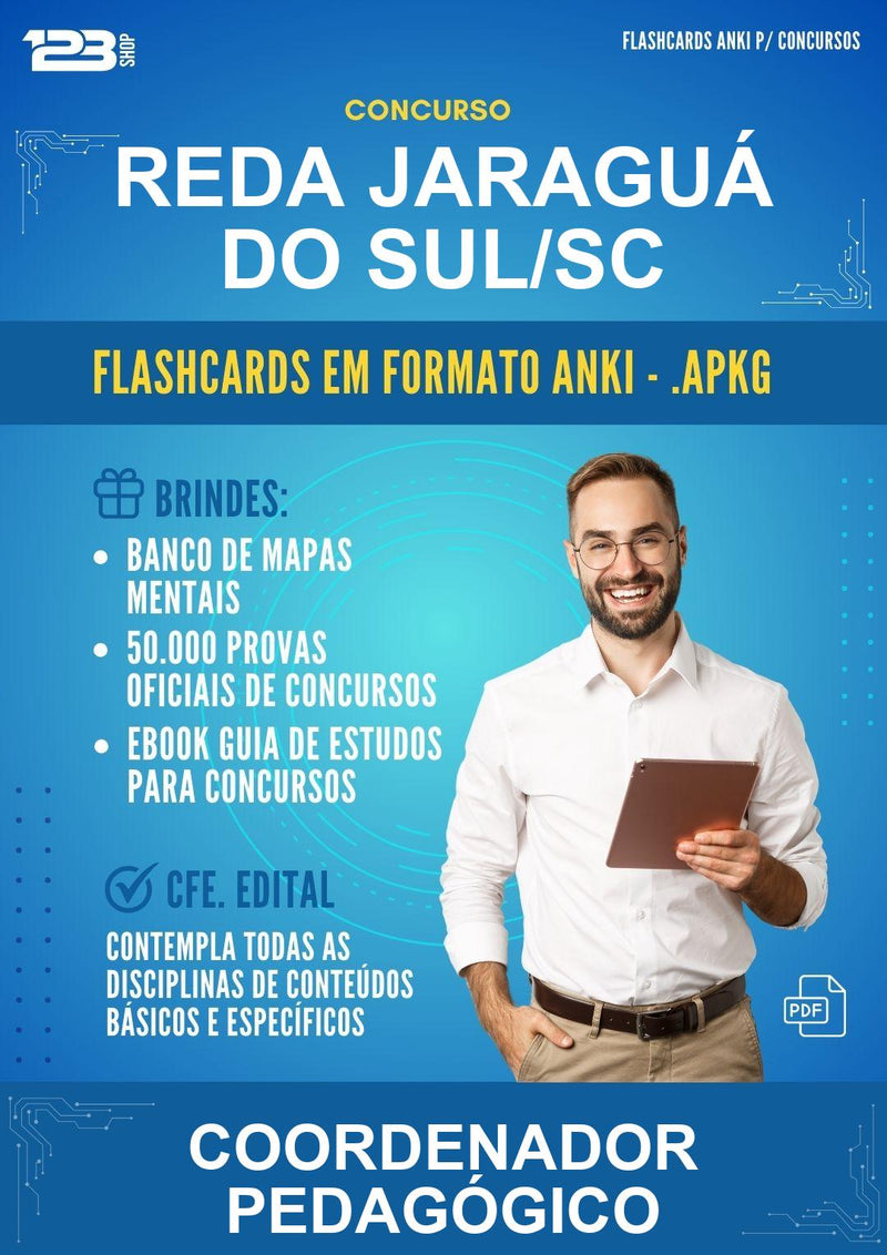 Flashcards Anki para o Concurso Reda Jaraguá do Sul/SC para Coordenador Pedagógico - 600 Flashcards