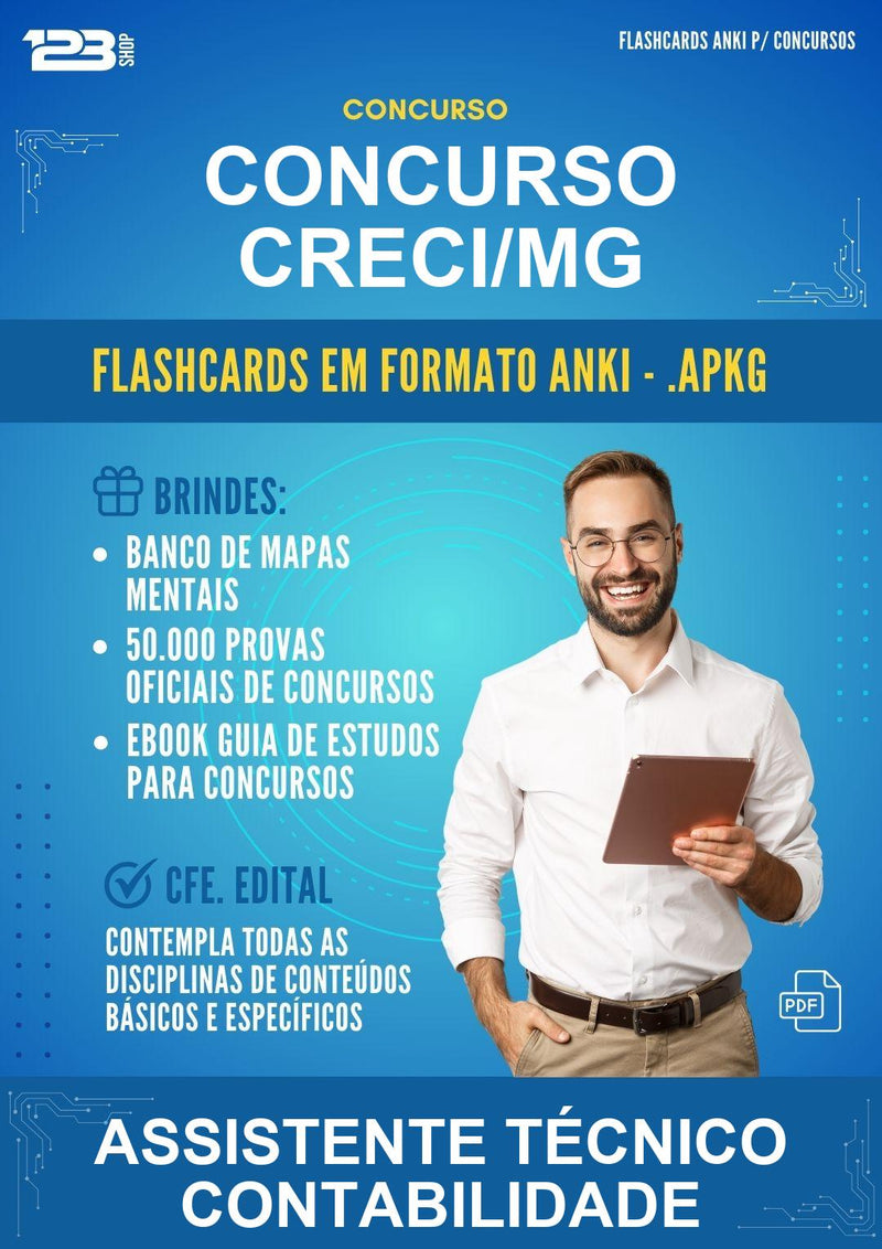 Flashcards Anki para o Concurso Creci/MG para Assistente Técnico Contabilidade - 600 Flashcards