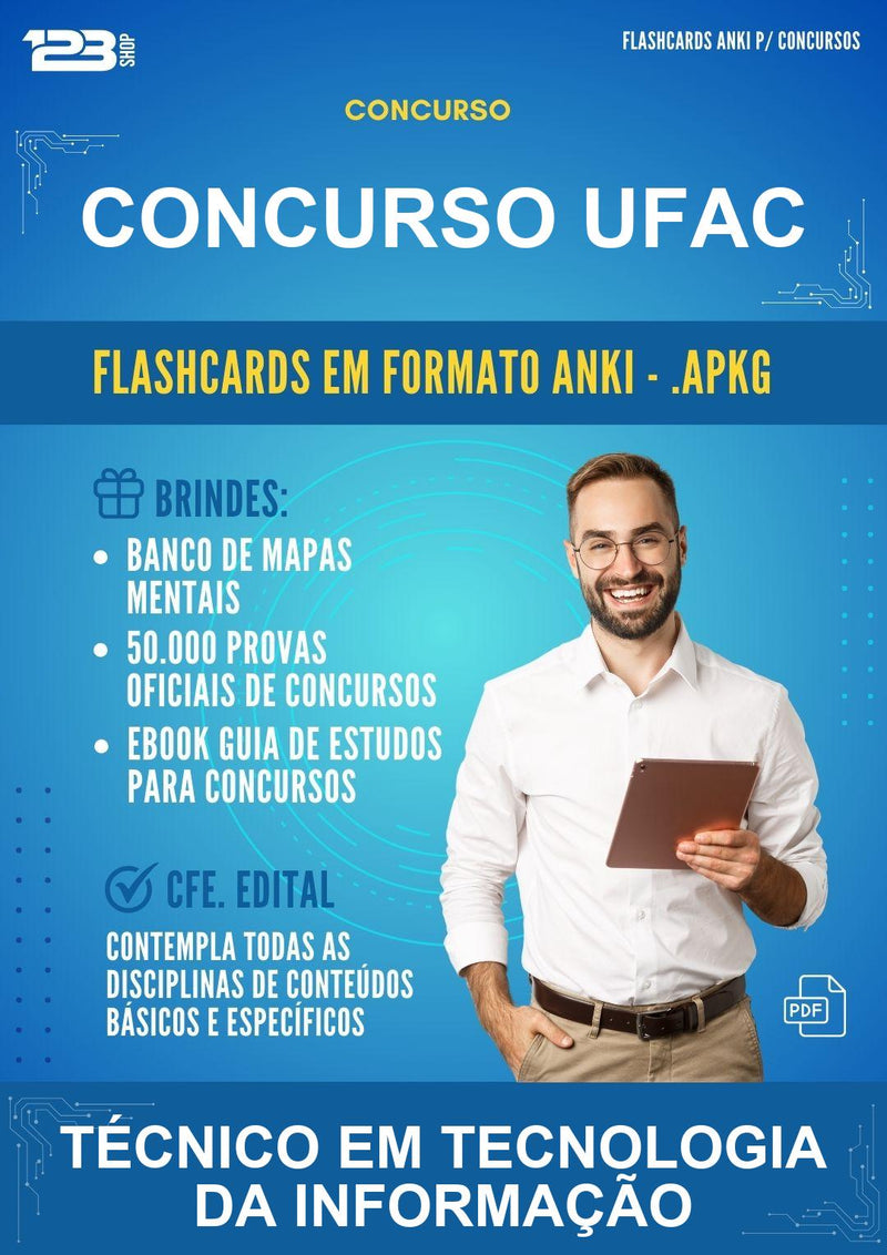 Flashcards Anki para o Concurso Ufac para Técnico Em Tecnologia da Informação - 600 Flashcards
