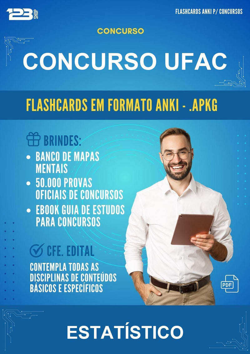 Flashcards Anki para o Concurso Ufac para Estatístico - 600 Flashcards