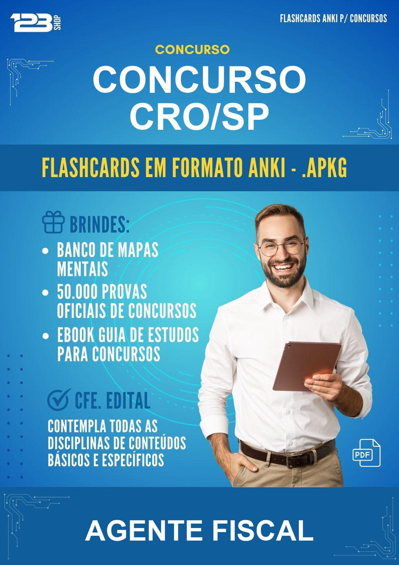Flashcards Anki para o Concurso Cro/SP para Agente Fiscal - 600 Flashcards
