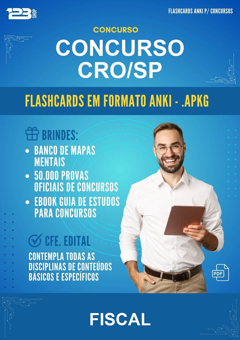 Flashcards Anki para o Concurso Cro/SP para Fiscal - 600 Flashcards