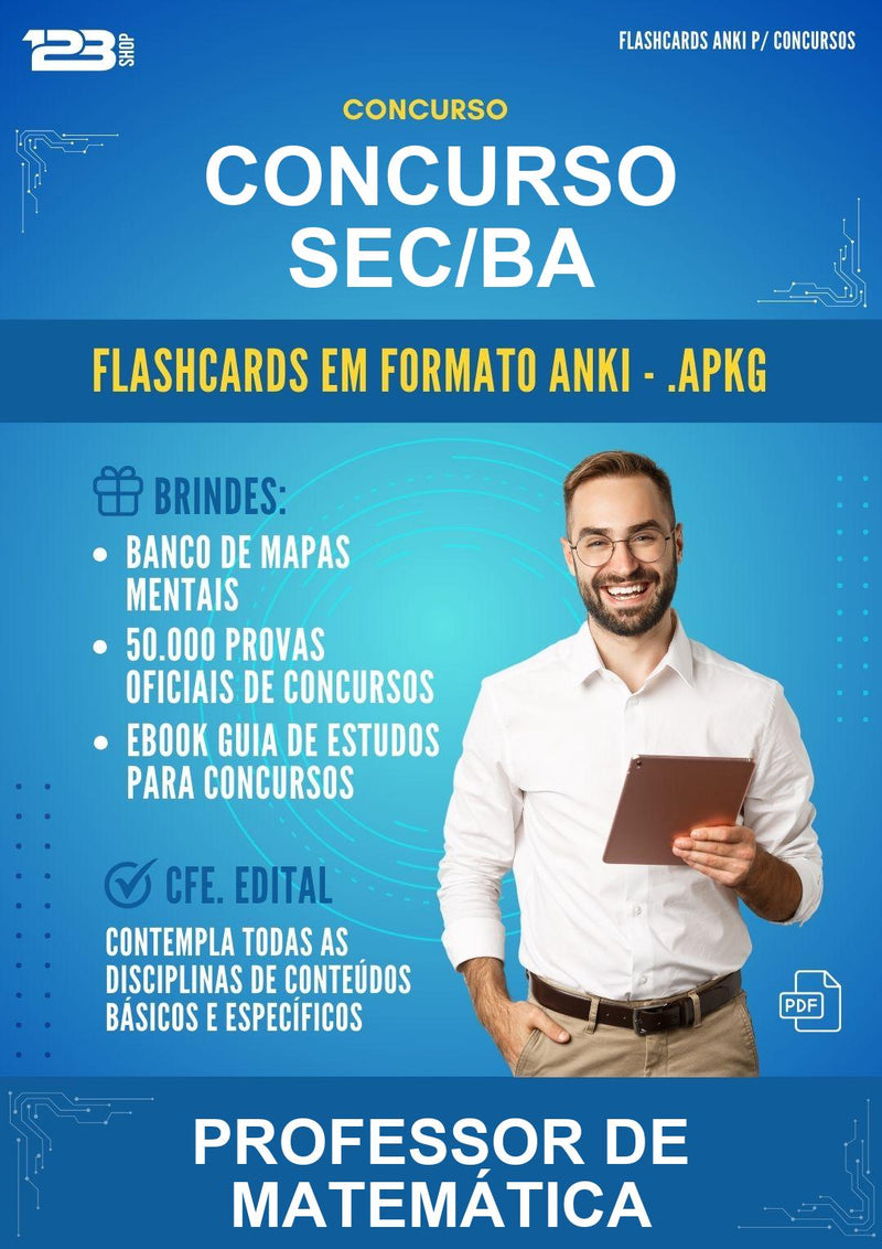 Flashcards Anki para o Concurso Sec/BA para Professor de Matemática - 600 Flashcards