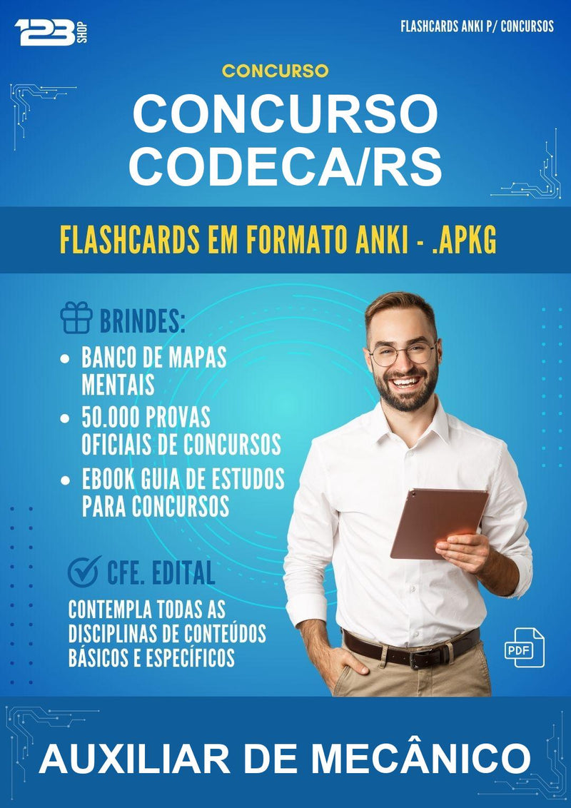 Flashcards Anki para o Concurso Codeca/RS para Auxiliar de Mecânico - 600 Flashcards