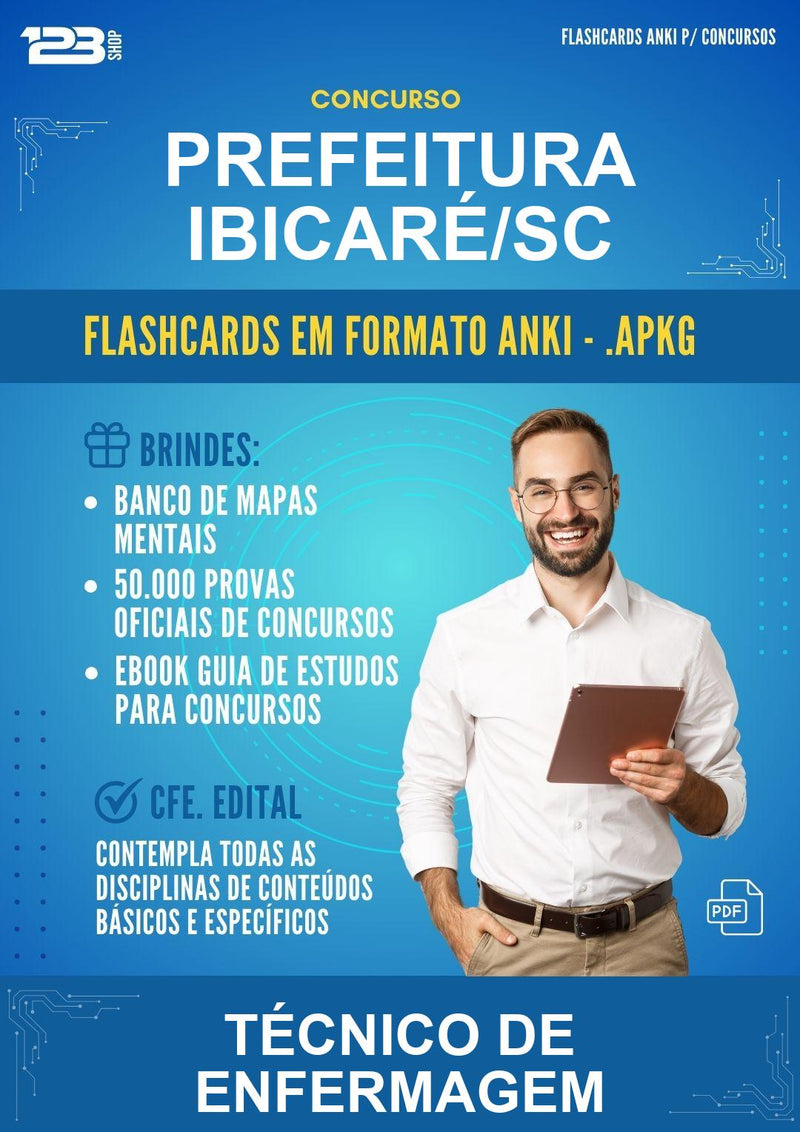 Flashcards Anki para o Concurso Prefeitura Ibicaré/SC para Técnico de Enfermagem - 600 Flashcards