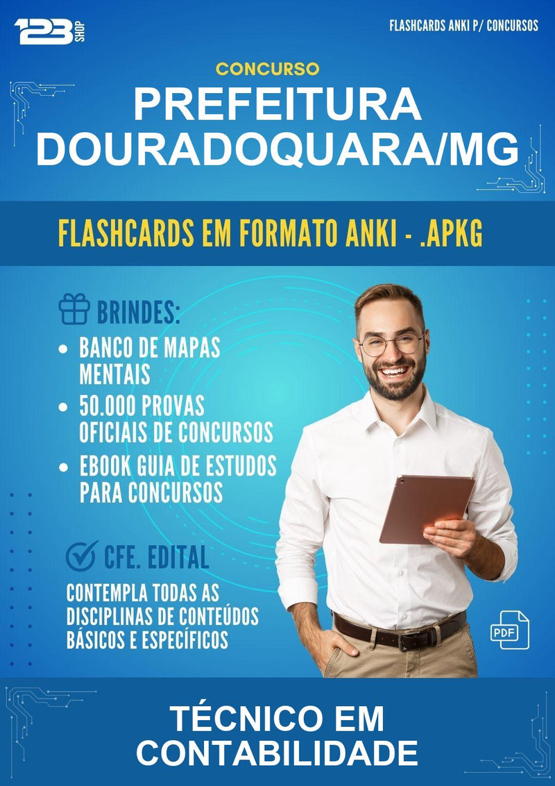 Flashcards Anki para o Concurso Prefeitura Douradoquara/MG para Técnico Em Contabilidade - 600 Flashcards