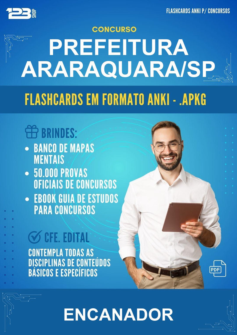 Flashcards Anki para o Concurso Prefeitura Araraquara/SP para Encanador - 600 Flashcards