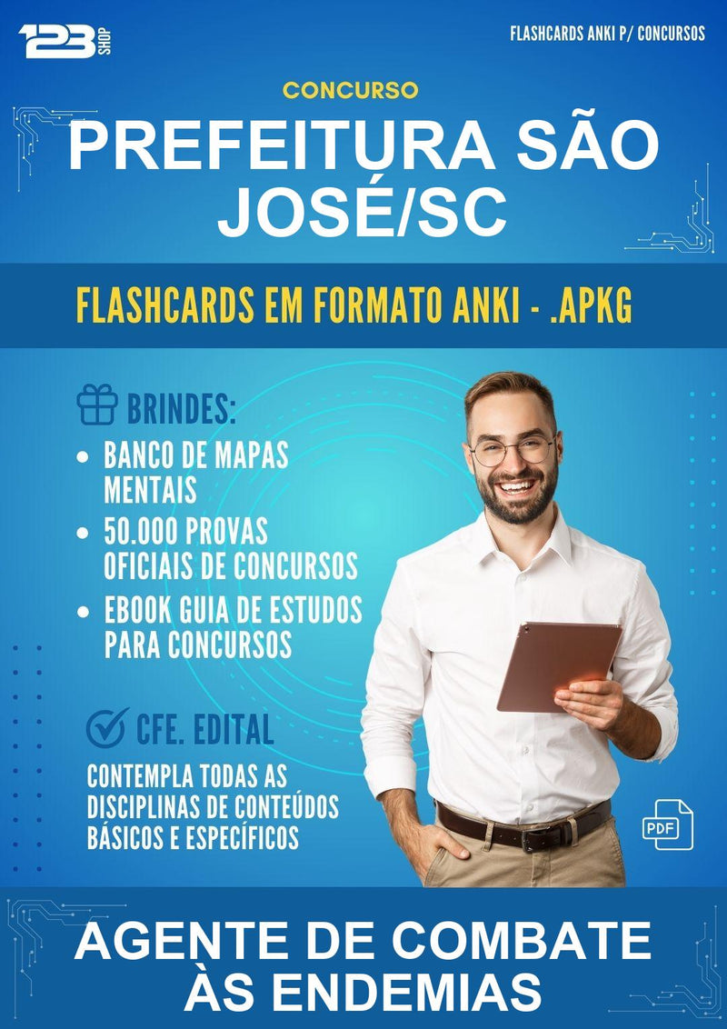 Flashcards Anki para o Concurso Prefeitura São José/SC para Agente de Combate Às Endemias - 600 Flashcards