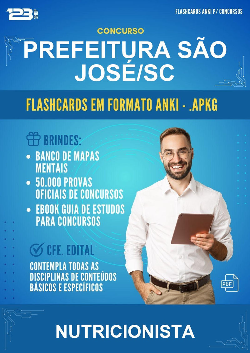 Flashcards Anki para o Concurso Prefeitura São José/SC para Nutricionista - 600 Flashcards