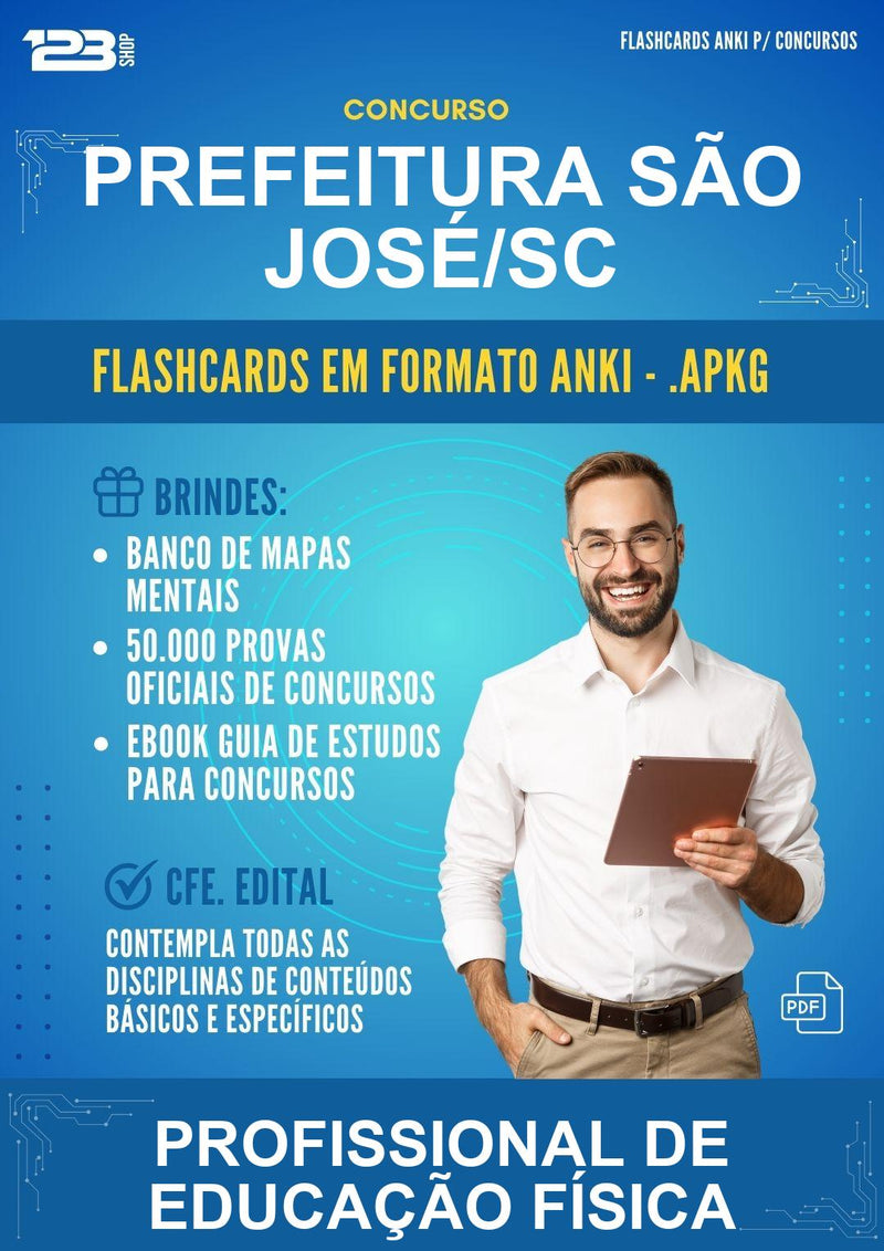 Flashcards Anki para o Concurso Prefeitura São José/SC para Profissional de Educação Física - 600 Flashcards