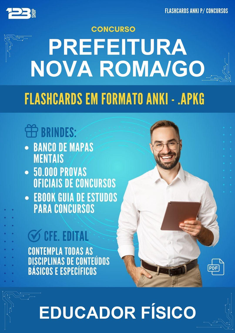 Flashcards Anki para o Concurso Prefeitura Nova Roma/GO para Educador Físico - 600 Flashcards
