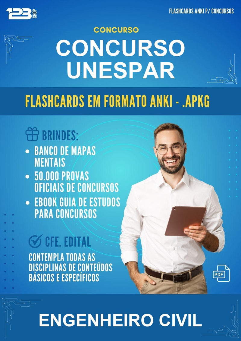 Flashcards Anki para o Concurso Unespar para Engenheiro Civil - 600 Flashcards