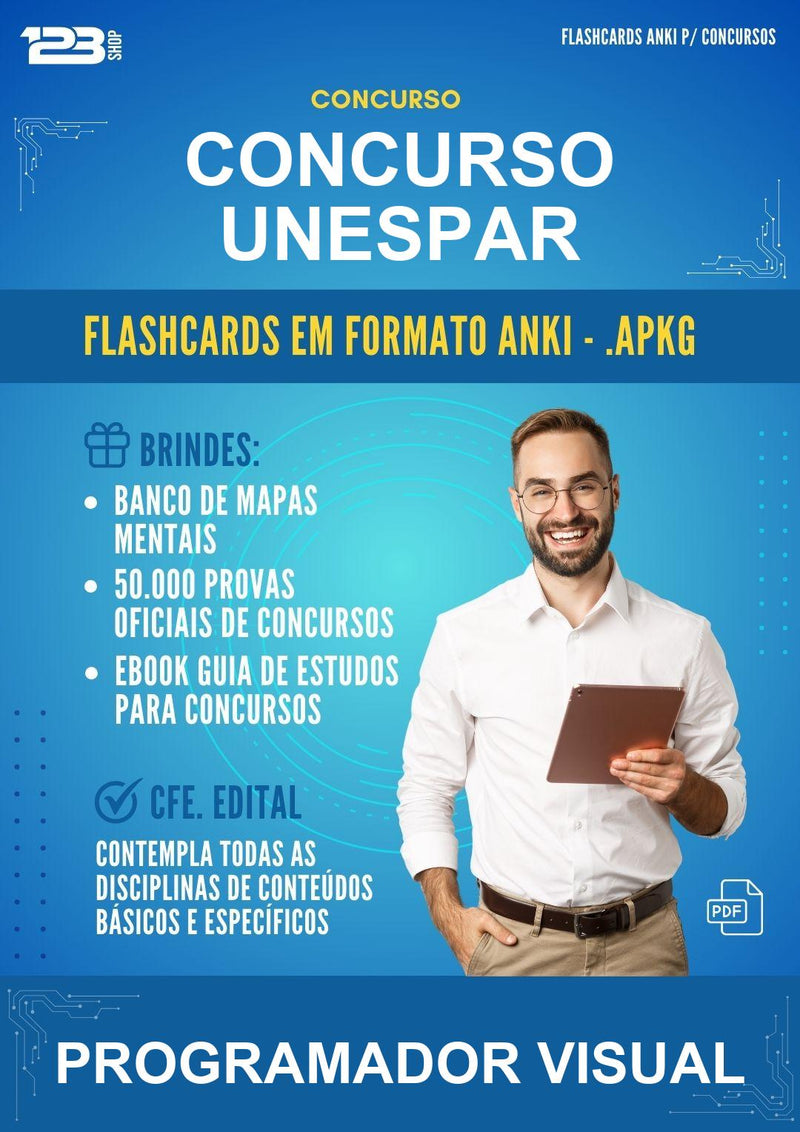 Flashcards Anki para o Concurso Unespar para Programador Visual - 600 Flashcards