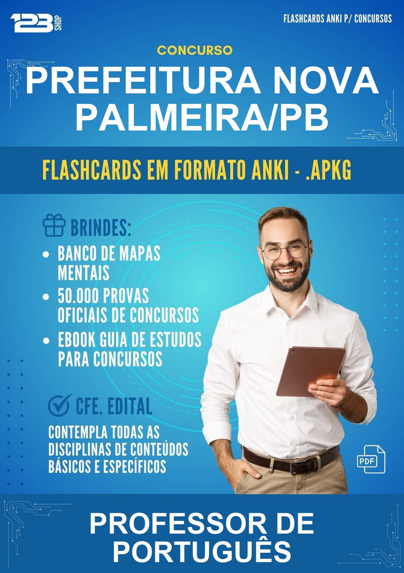 Flashcards Anki para o Concurso Prefeitura Nova Palmeira/PB para Professor de Português - 600 Flashcards