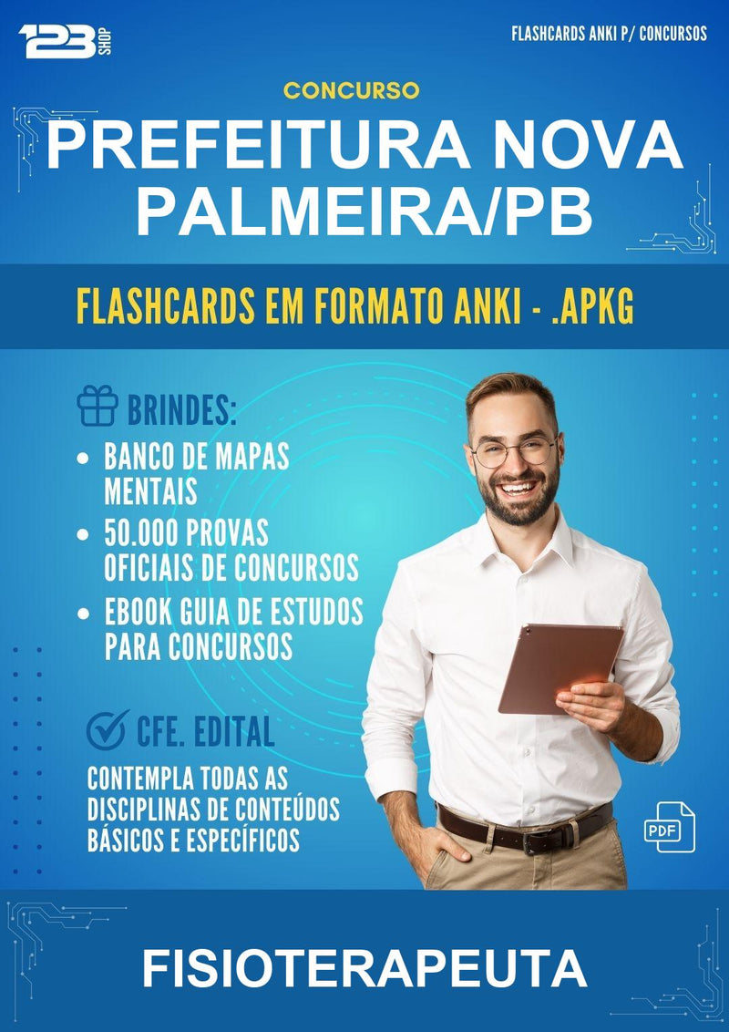 Flashcards Anki para o Concurso Prefeitura Nova Palmeira/PB para Fisioterapeuta - 600 Flashcards
