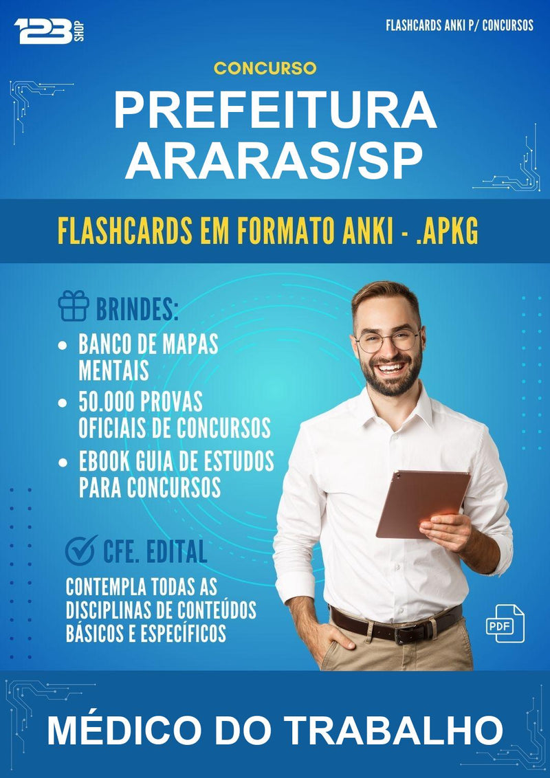 Flashcards Anki para o Concurso Prefeitura Araras/SP para Médico do Trabalho - 600 Flashcards