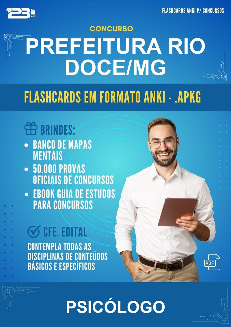 Flashcards Anki para o Concurso Prefeitura Rio Doce/MG para Psicólogo - 600 Flashcards