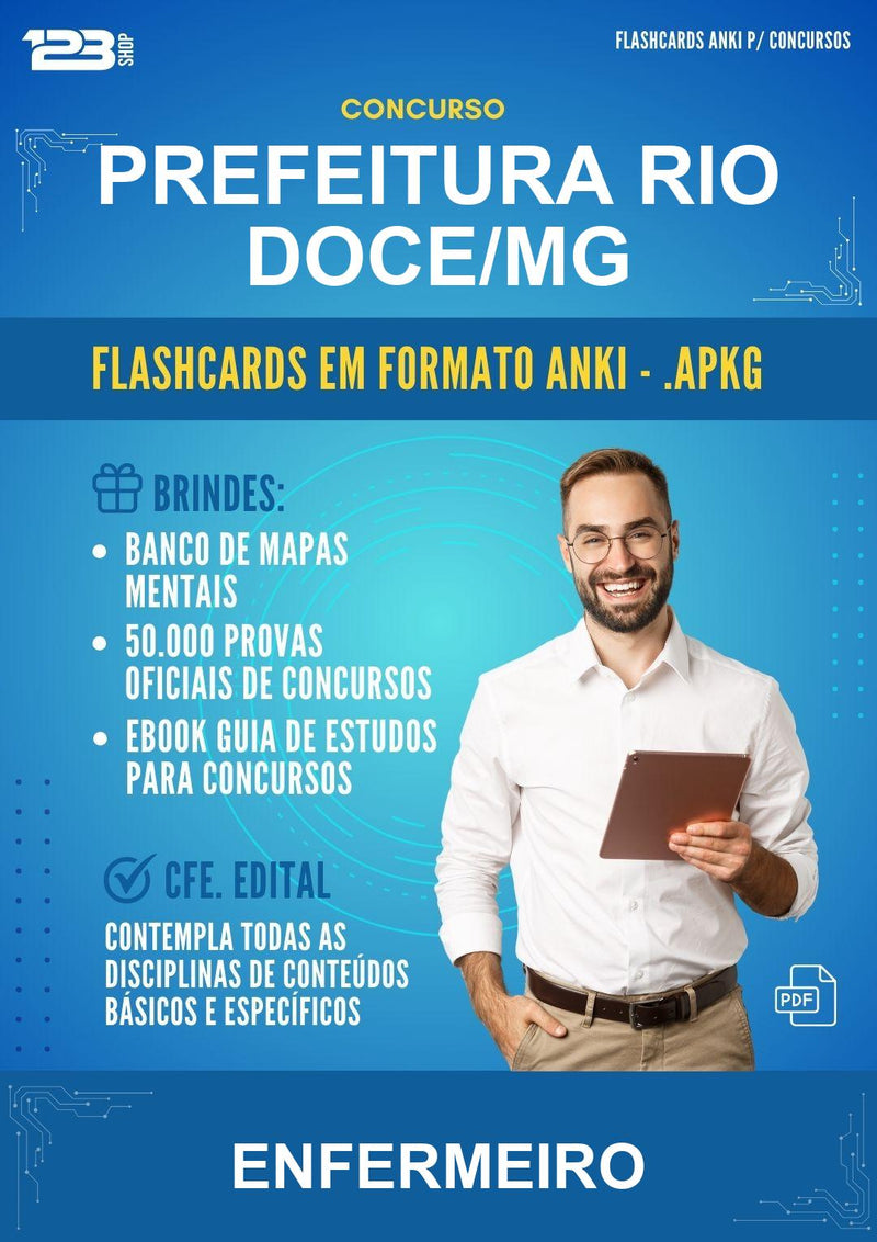 Flashcards Anki para o Concurso Prefeitura Rio Doce/MG para Enfermeiro - 600 Flashcards