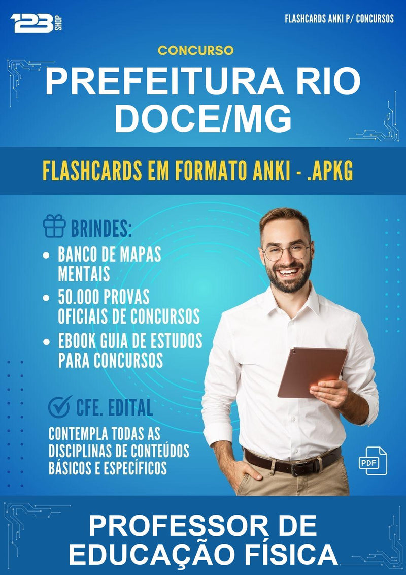 Flashcards Anki para o Concurso Prefeitura Rio Doce/MG para Professor de Educação Física - 600 Flashcards