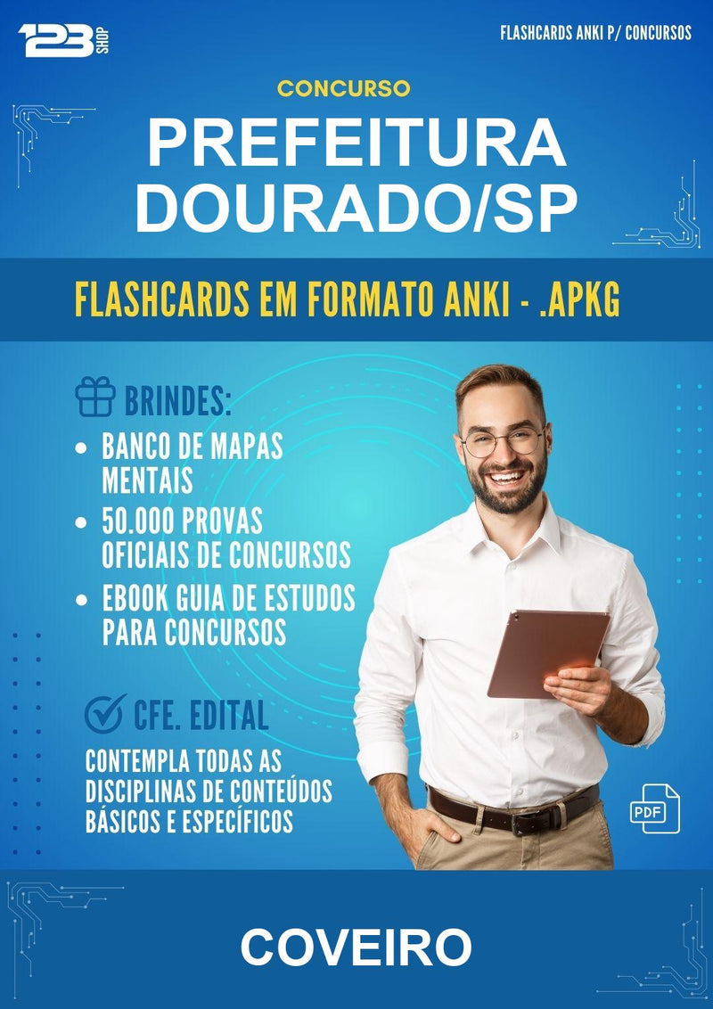 Flashcards Anki para o Concurso Prefeitura Dourado/SP para Coveiro - 600 Flashcards