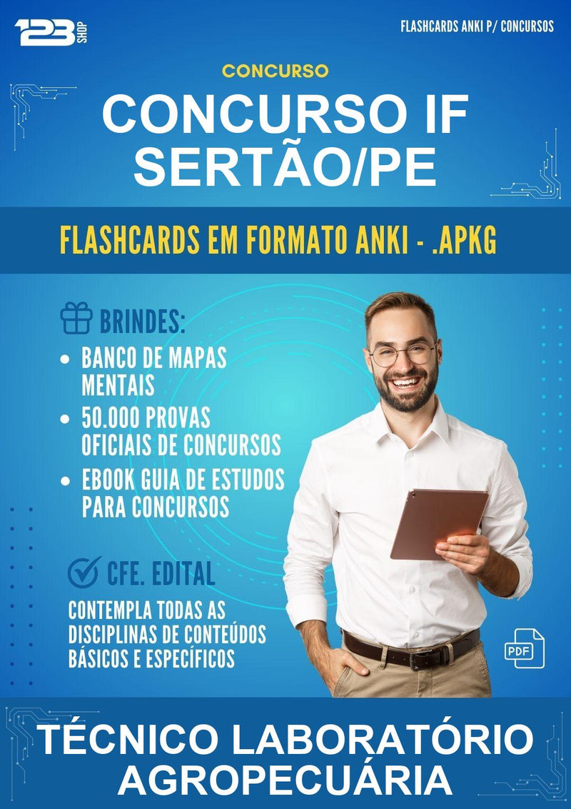 Flashcards Anki para o Concurso If Sertão/PE para Técnico Laboratório Agropecuária - 600 Flashcards