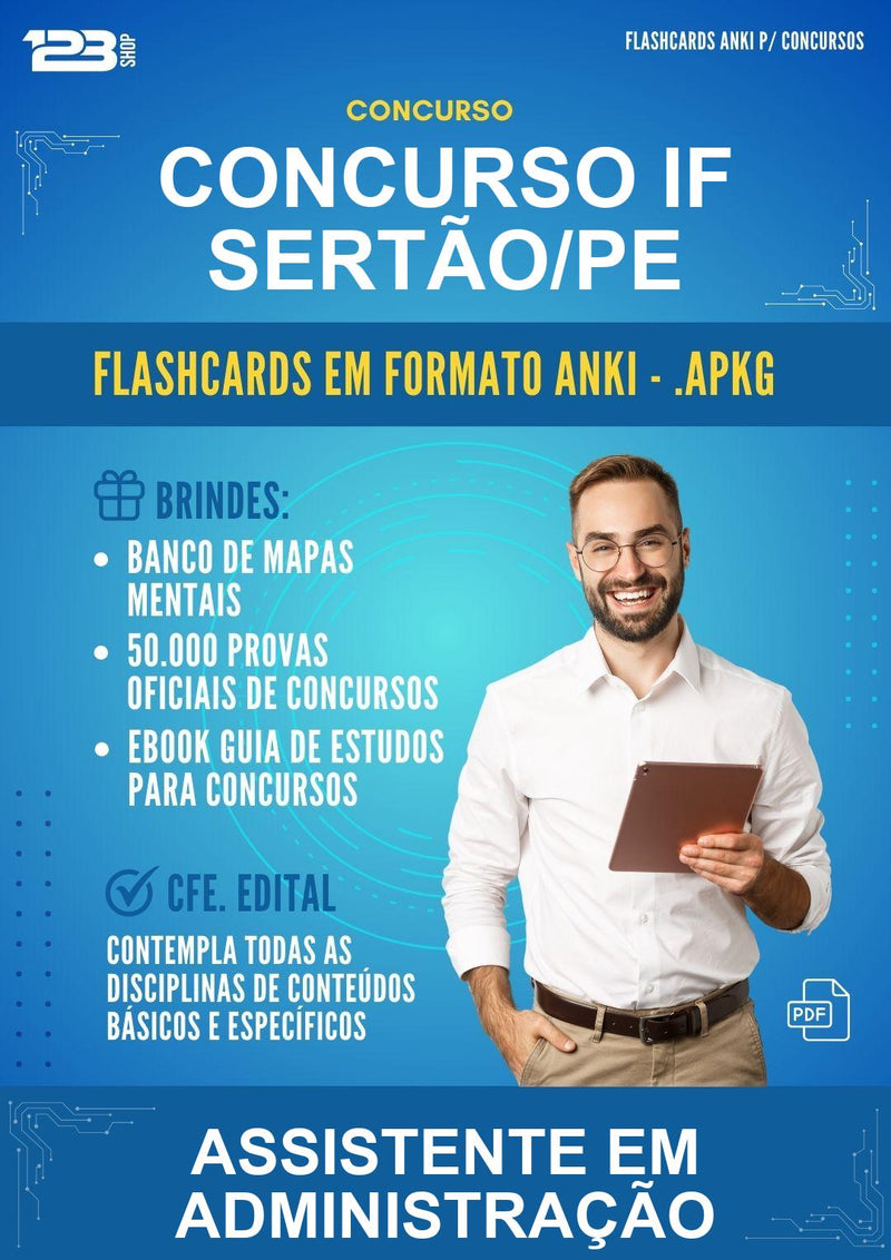 Flashcards Anki para o Concurso If Sertão/PE para Assistente Em Administração - 600 Flashcards