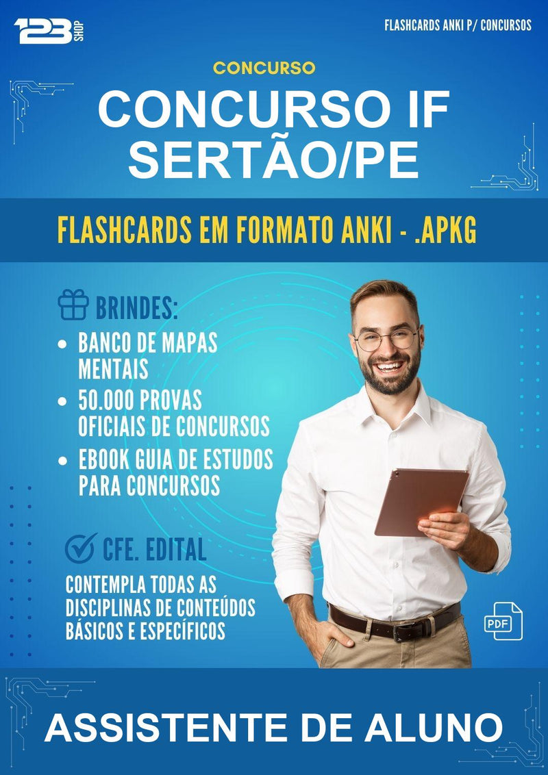 Flashcards Anki para o Concurso If Sertão/PE para Assistente de Aluno - 600 Flashcards