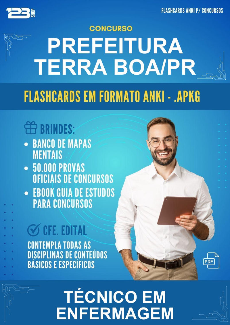 Flashcards Anki para o Concurso Prefeitura Terra Boa/PR para Técnico Em Enfermagem - 600 Flashcards